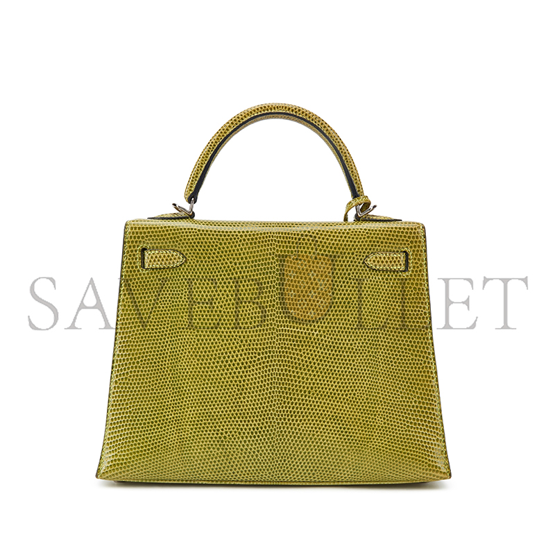 HERMÈS MASTER KELLY 28 LIZARD SKIN ANISE GREEN GOLD BUCKLE HARDWARE (28*22*10cm)